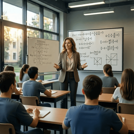 Преподаватель управления качеством в колледже СПО читает лекцию студентам. Преподаватель управления качеством в СПО — дистанционные курсы переподготовки в ЦДО СПТ.