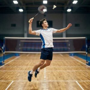 Техника ударов в бадминтоне - тренировка игрока на крытой площадке